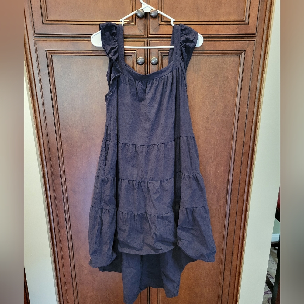 Navy Blue 100% Cotton High Low Dress size Medium Large Great deal